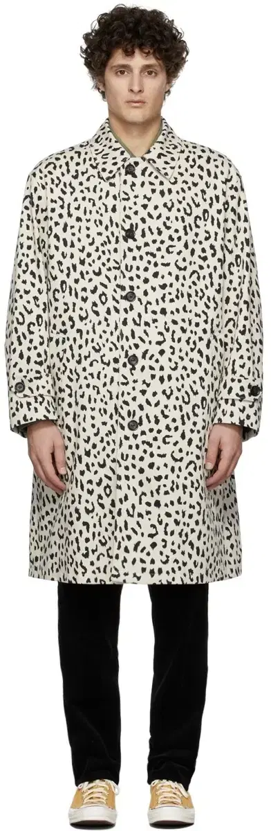 WACKO MARIA WHITE LEOPARD COTTON COAT